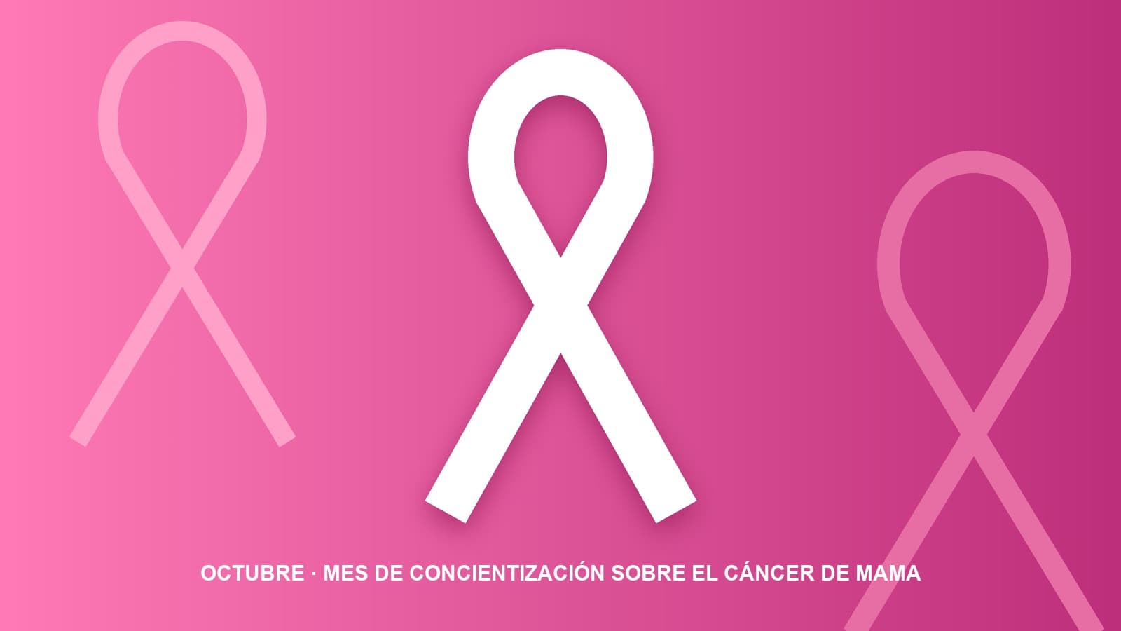 Ilustración: lazo blanco sobre fondo rosa, símbolo de la lucha contra el cáncer de mama
