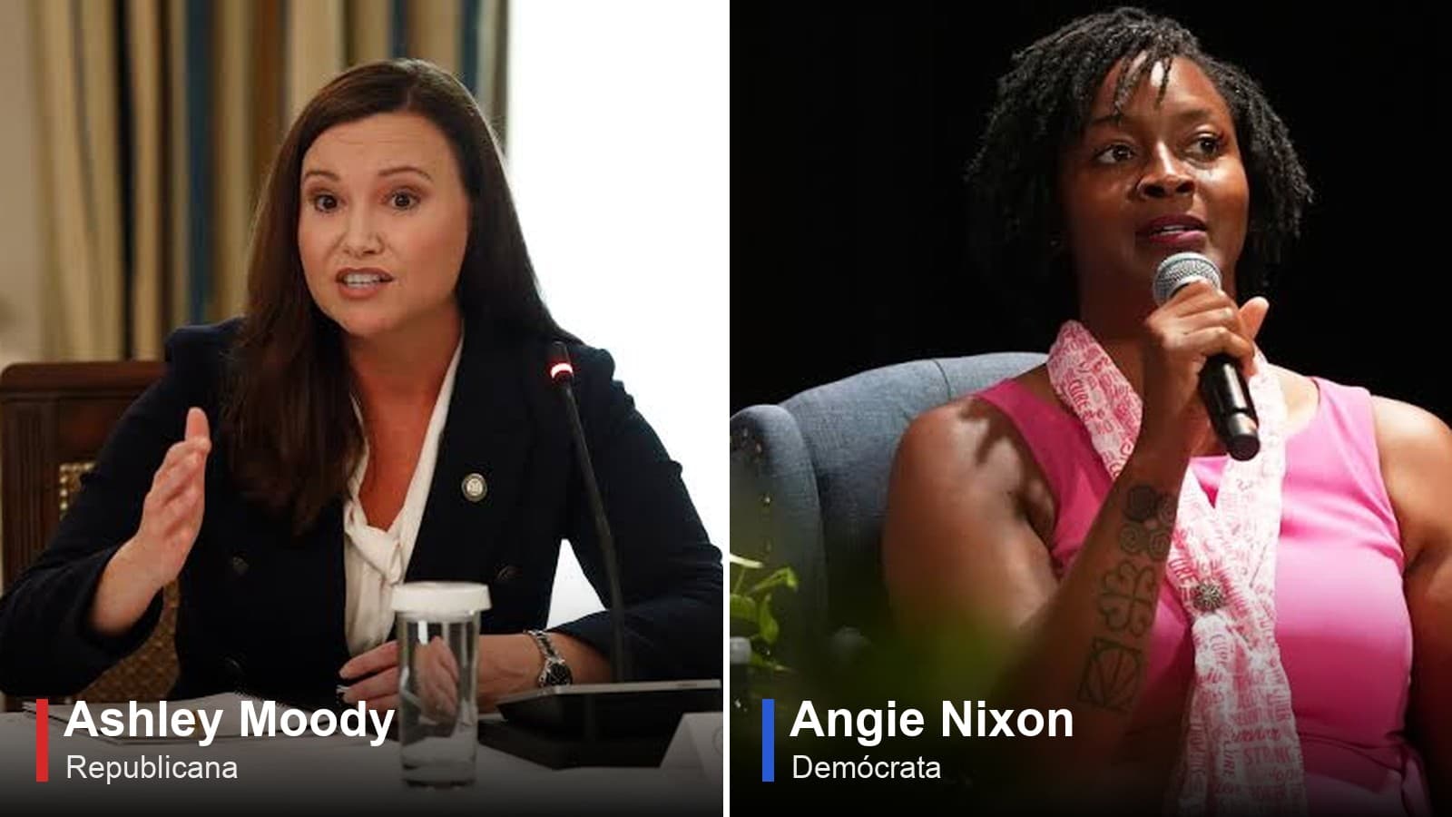 Ashley Moody y Angie Nixon, candidatas al Senado por Florida